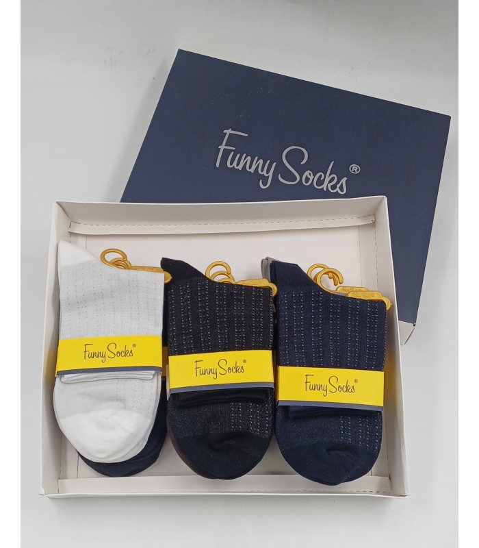 خرید عمده پک جوراب نیم ساق مردانه Funny Socks فانی ساکس کد 75115 - جعبه 12 عددی