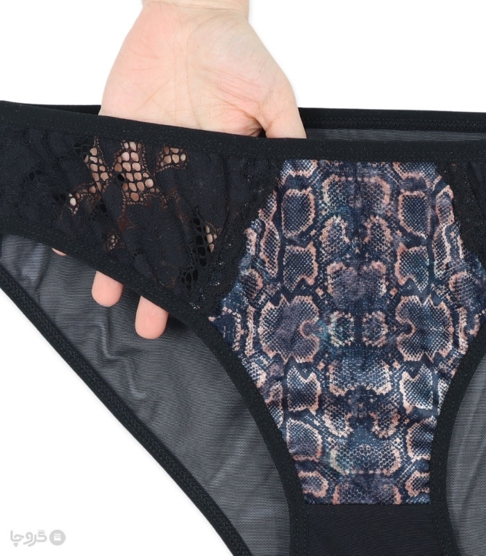 پک ست شورت و سوتین تور و مخمل فنردار ژوبین کد 55 طرح پلنگی - بسته 4 عددی