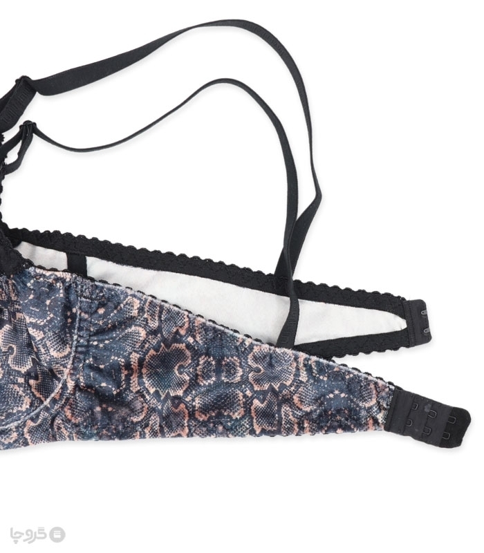 پک ست شورت و سوتین تور و مخمل فنردار ژوبین کد 55 طرح پلنگی - بسته 4 عددی