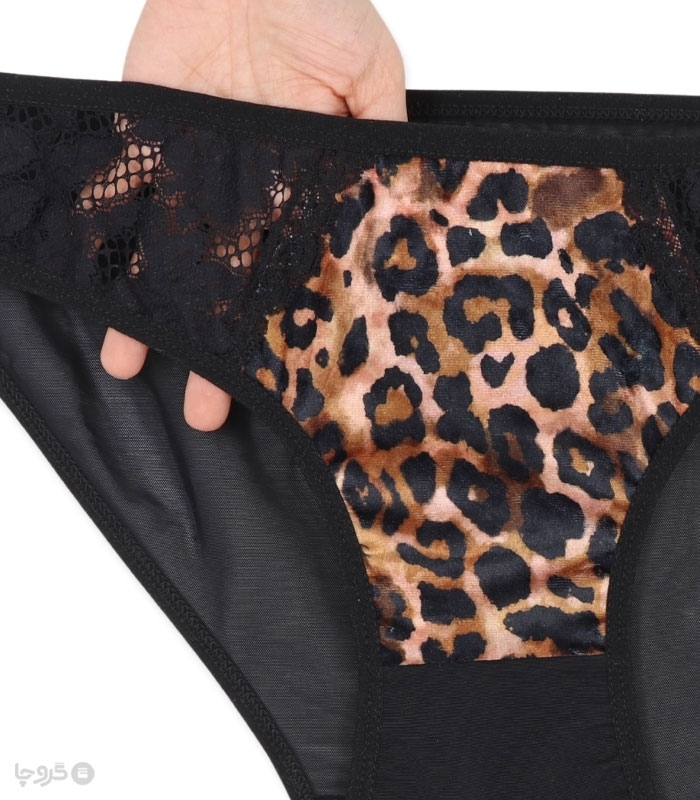 پک ست شورت و سوتین تور و مخمل فنردار ژوبین کد 55 طرح پوست ماری - بسته 4 عددی