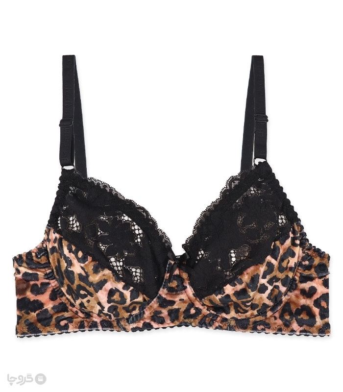 پک ست شورت و سوتین تور و مخمل فنردار ژوبین کد 55 طرح پوست ماری - بسته 4 عددی