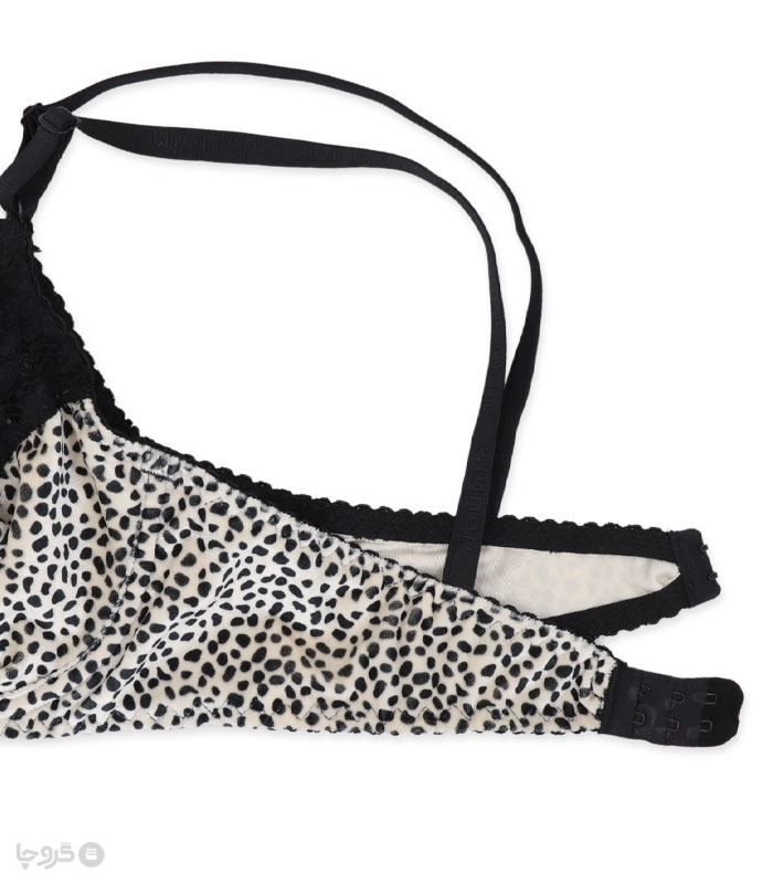 پک ست شورت و سوتین تور و مخمل فنردار ژوبین کد 55 طرح سنگی - بسته 4 عددی