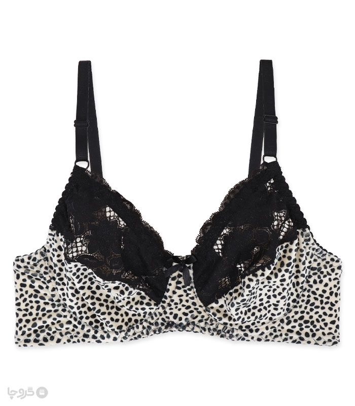 پک ست شورت و سوتین تور و مخمل فنردار ژوبین کد 55 طرح سنگی - بسته 4 عددی