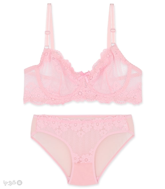 پک ست شورت و سوتین تور و گیپور فنردار ژوبین کد 111 - بسته 4 عددی