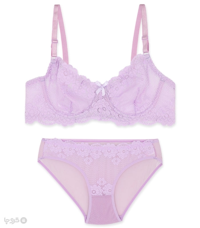 پک ست شورت و سوتین تور و گیپور فنردار ژوبین کد 111 - بسته 4 عددی