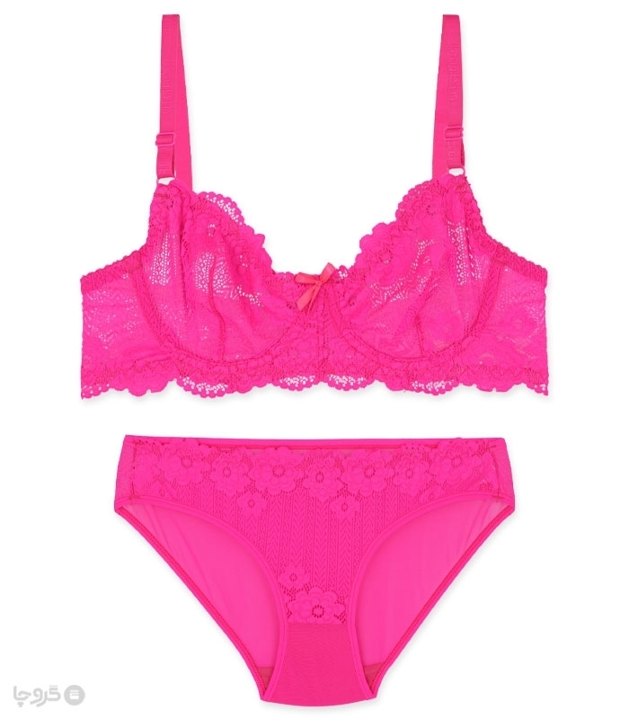 پک ست شورت و سوتین تور و گیپور فنردار ژوبین کد 111 - بسته 4 عددی