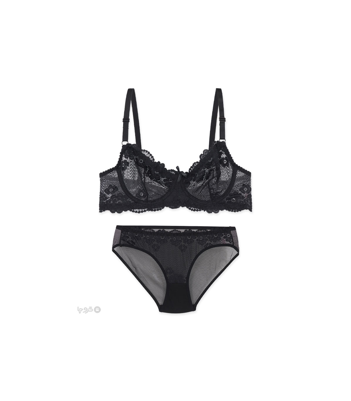 خرید عمده پک ست شورت و سوتین تور و گیپور فنردار ژوبین کد 111 - بسته 4 عددی