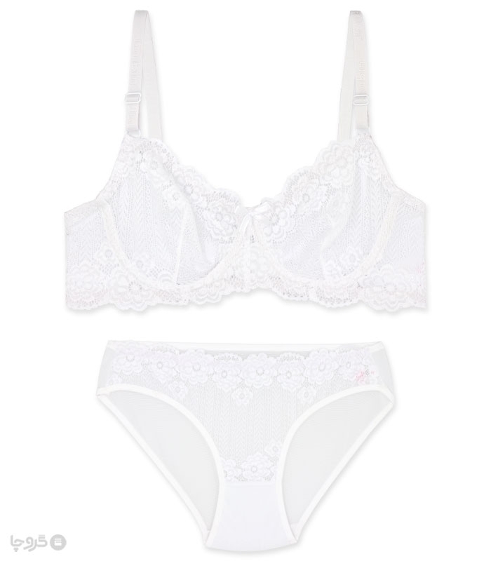 پک ست شورت و سوتین تور و گیپور فنردار ژوبین کد 111 - بسته 4 عددی