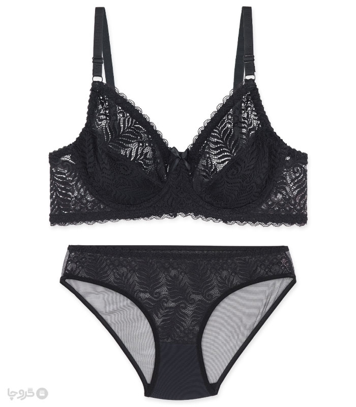 خرید عمده پک ست شورت و سوتین دانتل فنردار ژوبین کد 115  - بسته 4 عددی