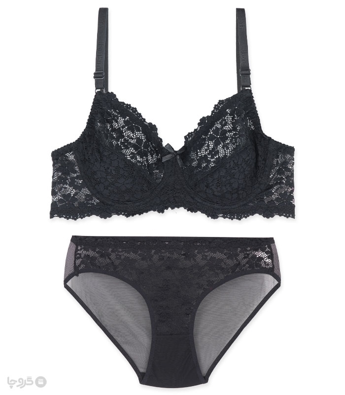 خرید عمده پک ست شورت و سوتین توری فنردار ژوبین کد 125 طرح گلدوزی - بسته 4 عددی