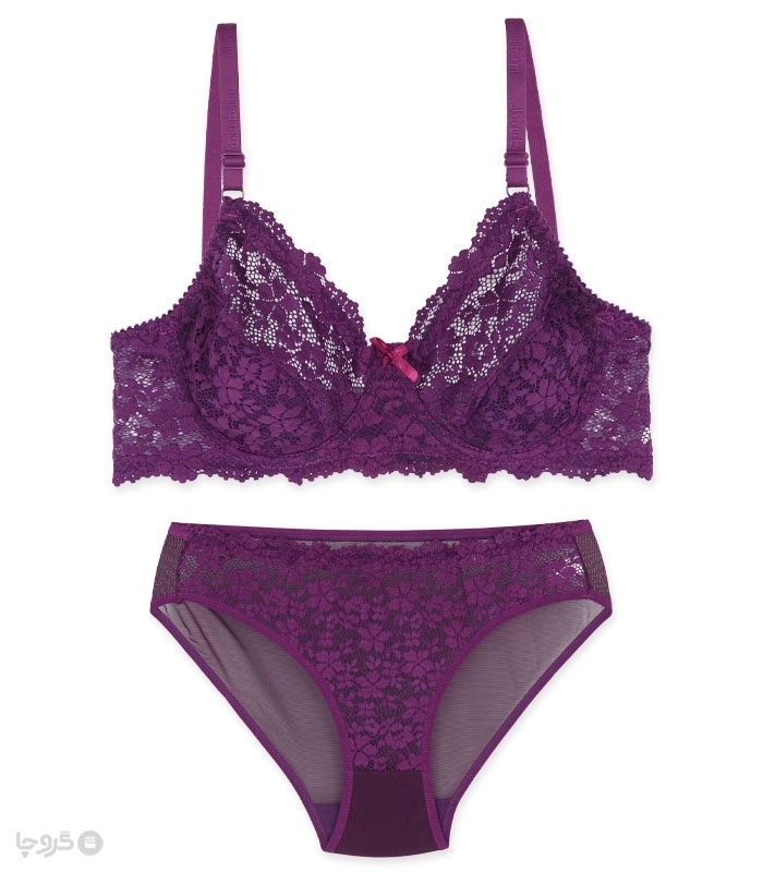 پک ست شورت و سوتین توری فنردار ژوبین کد 125 طرح گلدوزی - بسته 4 عددی