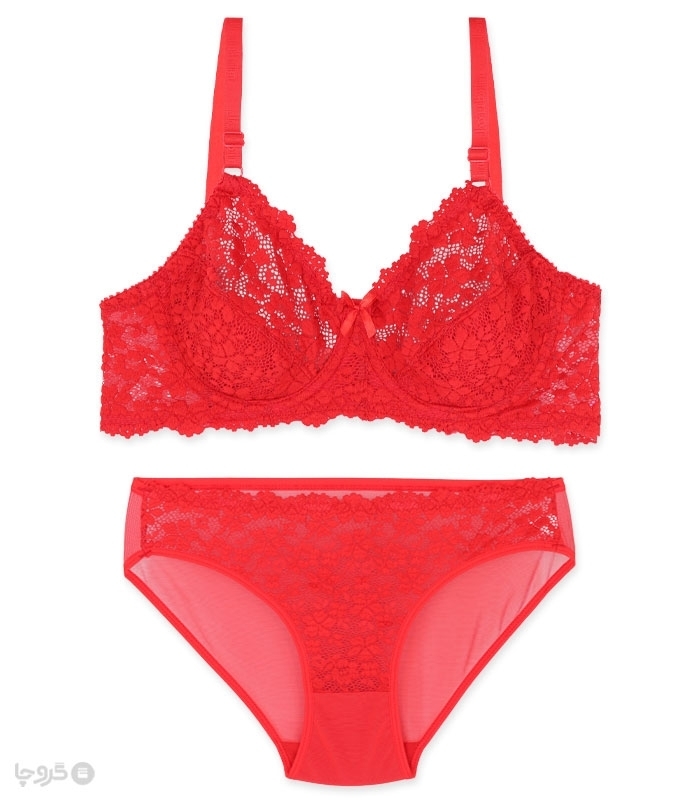 پک ست شورت و سوتین توری فنردار ژوبین کد 125 طرح گلدوزی - بسته 4 عددی