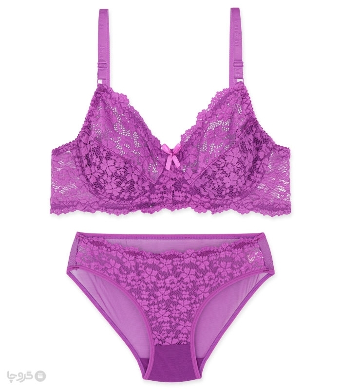 پک ست شورت و سوتین توری فنردار ژوبین کد 125 طرح گلدوزی - بسته 4 عددی