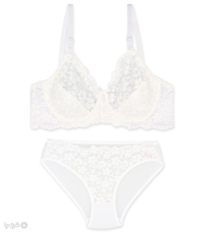 پک ست شورت و سوتین توری فنردار ژوبین کد 125 طرح گلدوزی - بسته 4 عددی