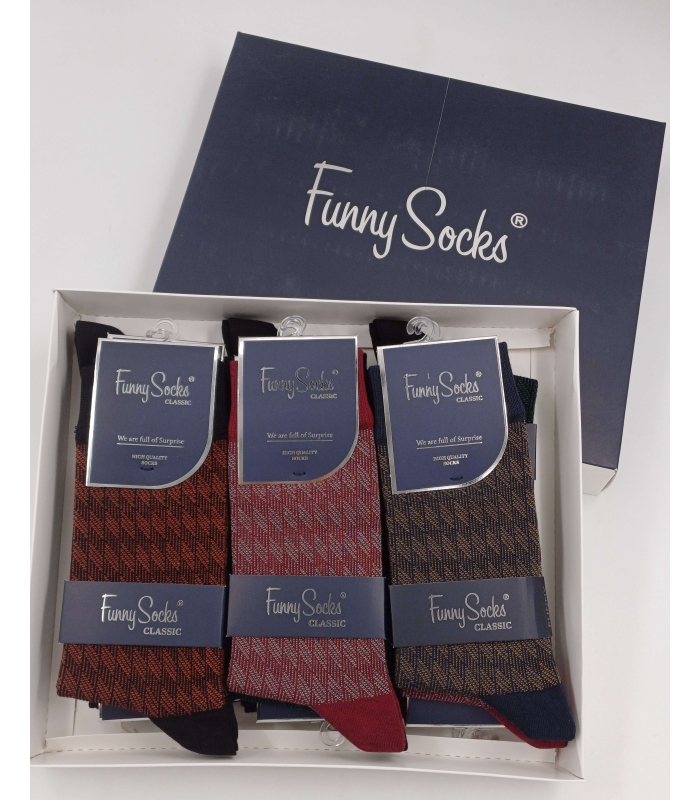 خرید عمده پک جوراب ساقدار مردانه Funny Socks فانی ساکس کد 65122 - جعبه 12 عددی