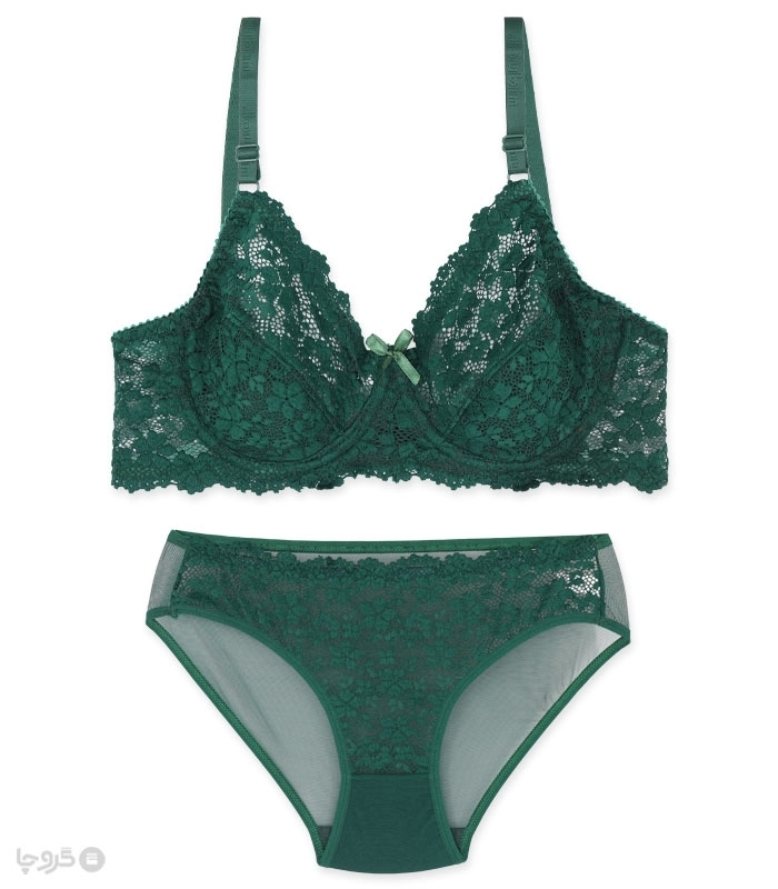 پک ست شورت و سوتین توری فنردار ژوبین کد 125 طرح گلدوزی - بسته 4 عددی