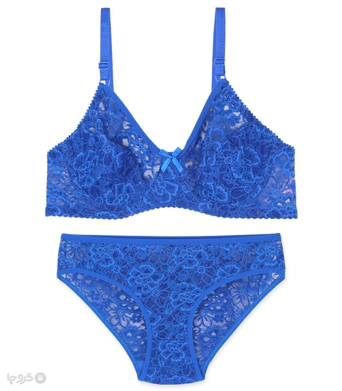 خرید عمده پک ست شورت و سوتین توری فنردار ژوبین کد 203 طرح گل و خالخالی - بسته 4 عددی