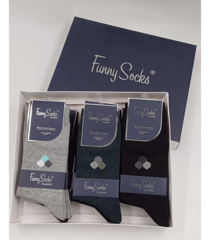 خرید عمده پک جوراب ساقدار مردانه Funny Socks فانی ساکس کد 65111 - جعبه 12 عددی