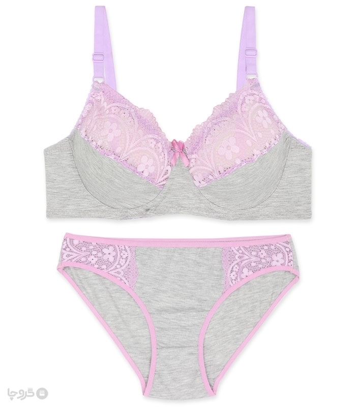 پک ست شورت و سوتین گیپور فنردار ژوبین کد 1088 - بسته 4 عددی