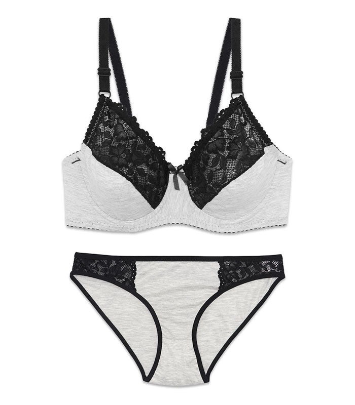 خرید عمده پک ست شورت و سوتین گیپور فنردار ژوبین کد 1088 - بسته 4 عددی