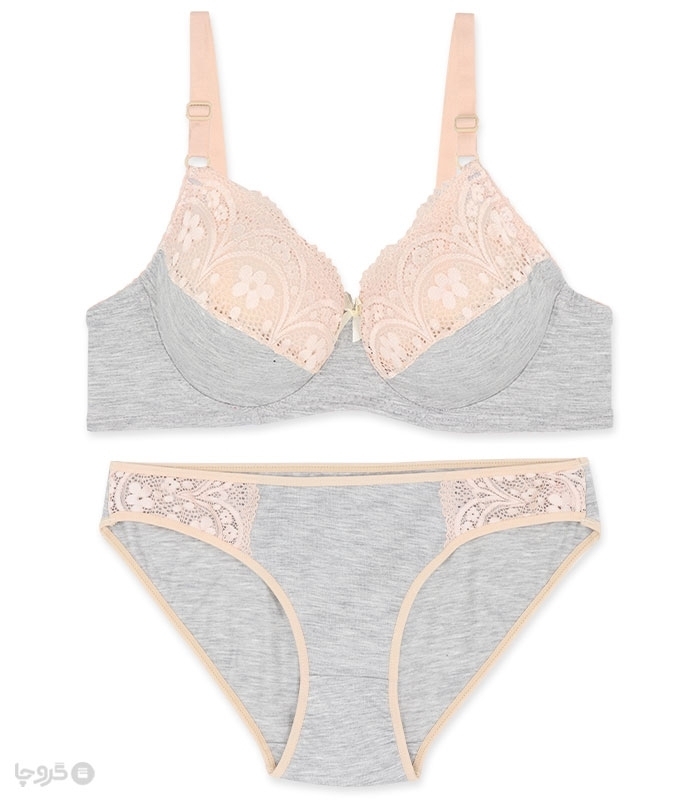 پک ست شورت و سوتین گیپور فنردار ژوبین کد 1088 - بسته 4 عددی