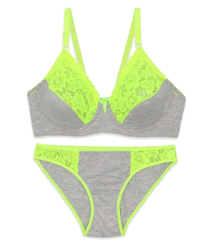 پک ست شورت و سوتین گیپور فنردار ژوبین کد 1088 - بسته 4 عددی