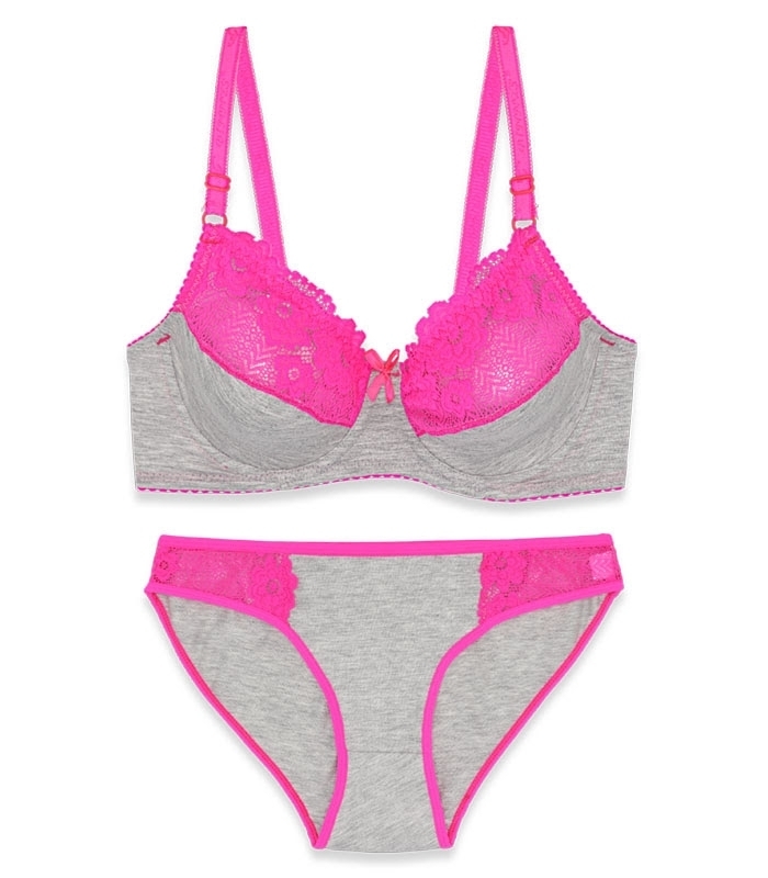 پک ست شورت و سوتین گیپور فنردار ژوبین کد 1088 - بسته 4 عددی