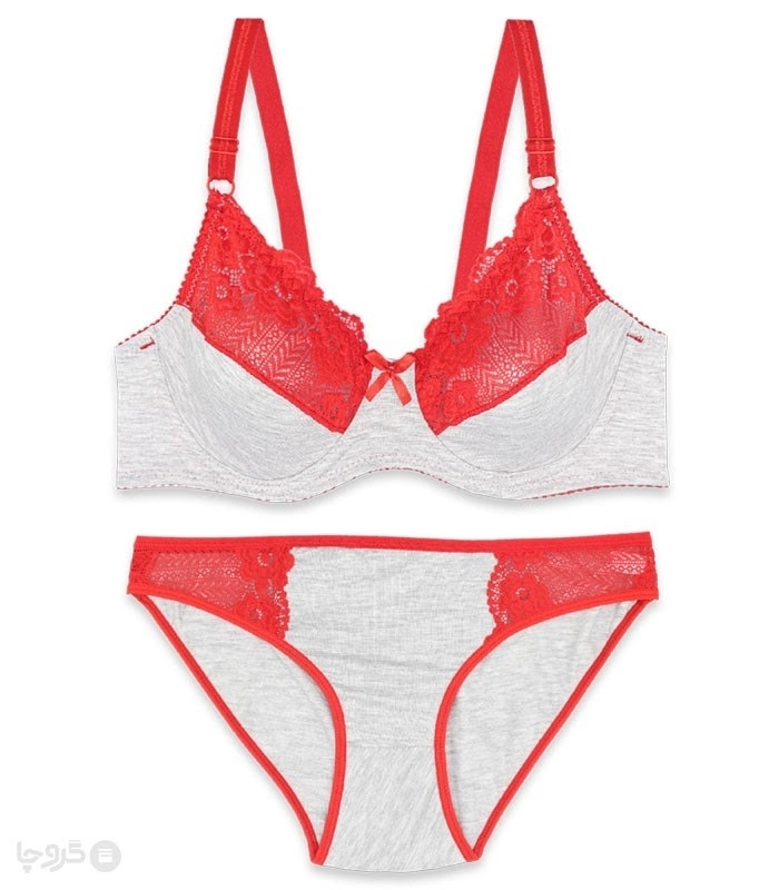 پک ست شورت و سوتین گیپور فنردار ژوبین کد 1088 - بسته 4 عددی