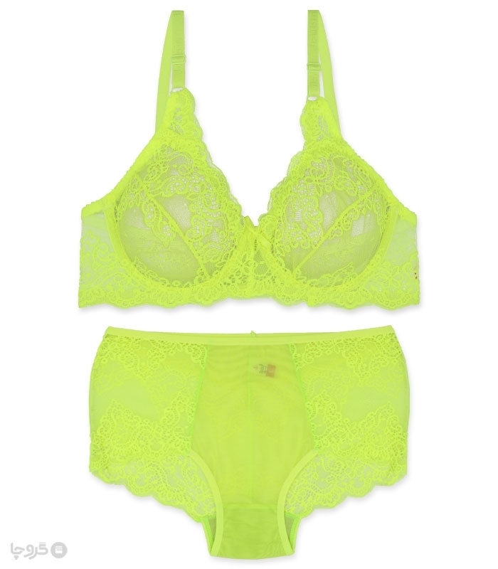 پک ست شورت و سوتین گیپور فنردار ژوبین کد 1166 - بسته 4 عددی