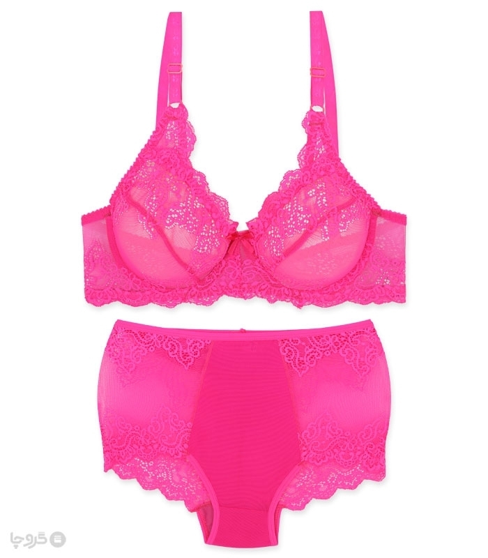 پک ست شورت و سوتین گیپور فنردار ژوبین کد 1166 - بسته 4 عددی