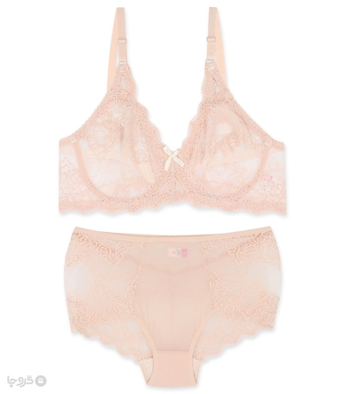 پک ست شورت و سوتین گیپور فنردار ژوبین کد 1166 - بسته 4 عددی