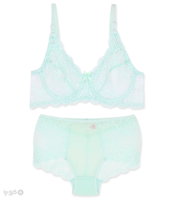 پک ست شورت و سوتین گیپور فنردار ژوبین کد 1166 - بسته 4 عددی