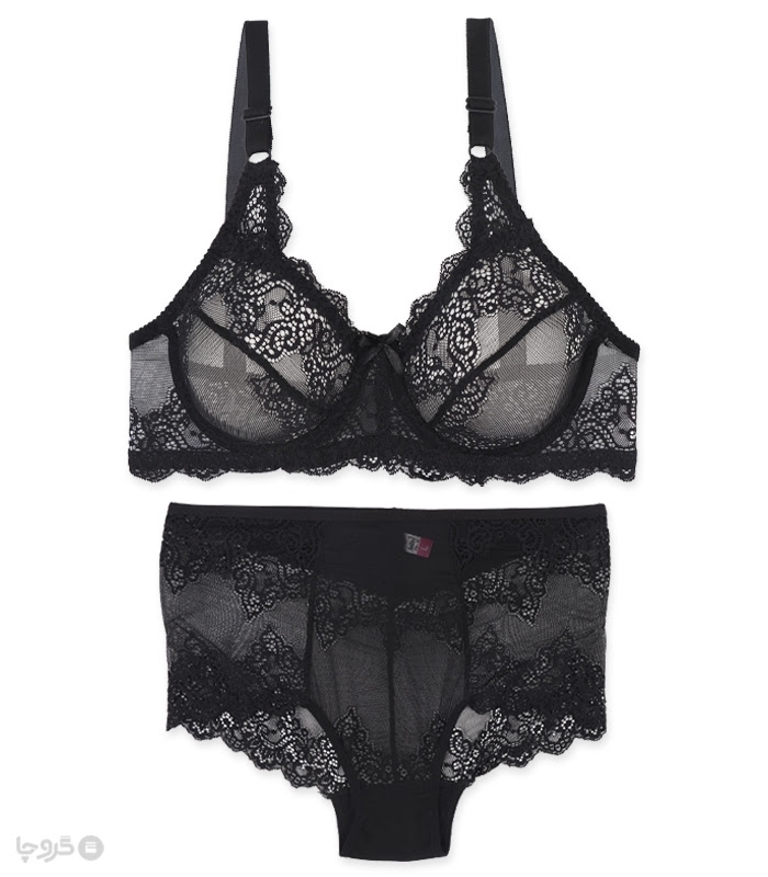 خرید عمده پک ست شورت و سوتین گیپور فنردار ژوبین کد 1166 - بسته 4 عددی