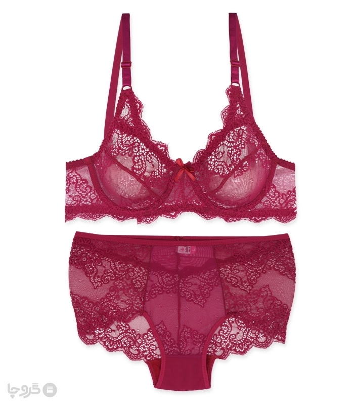 پک ست شورت و سوتین گیپور فنردار ژوبین کد 1166 - بسته 4 عددی