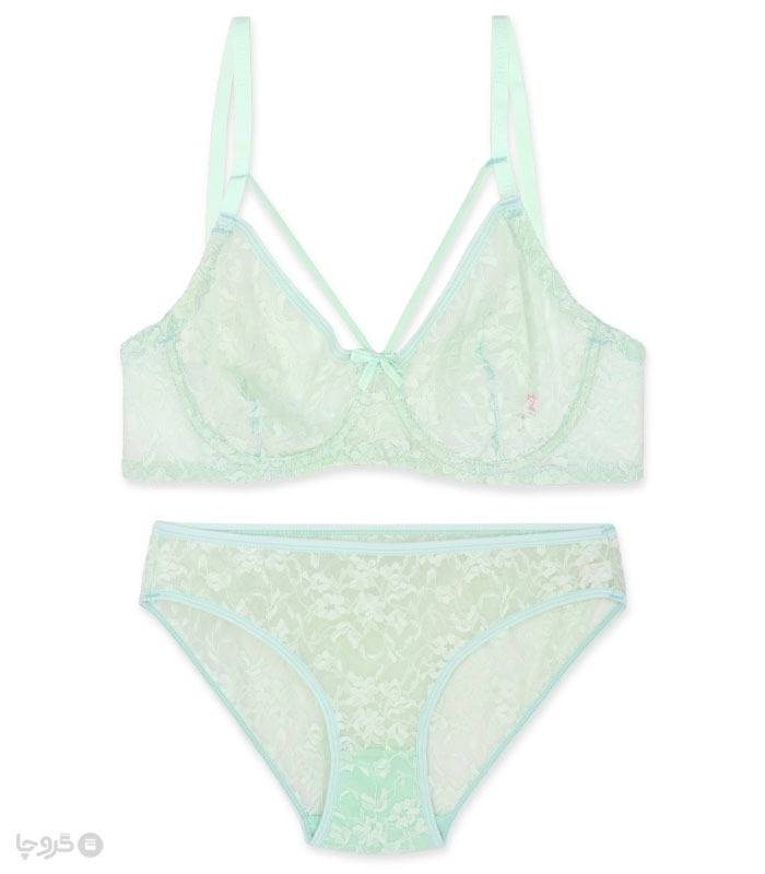 پک ست شورت و سوتین گیپور فنردار ژوبین کد 1369 - بسته 4 عددی