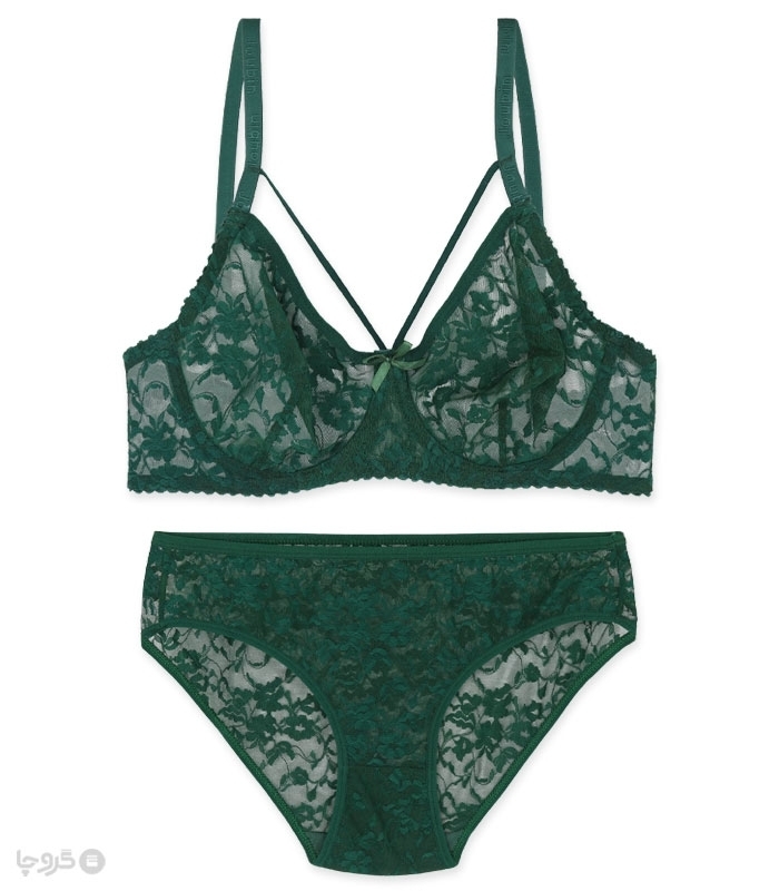 پک ست شورت و سوتین گیپور فنردار ژوبین کد 1369 - بسته 4 عددی