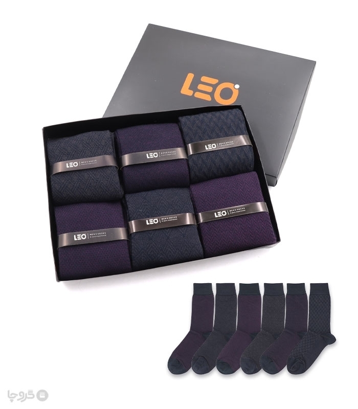 خرید عمده پک جوراب ساقدار مردانه Leo لئو کد 131 - 2 جعبه 6 عددی