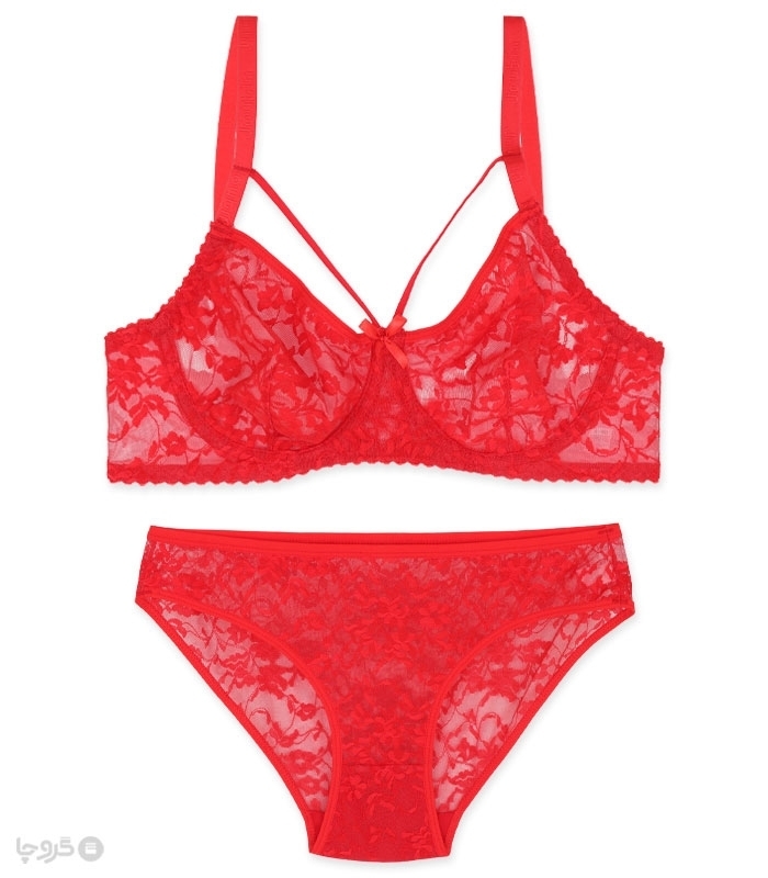 پک ست شورت و سوتین گیپور فنردار ژوبین کد 1369 - بسته 4 عددی