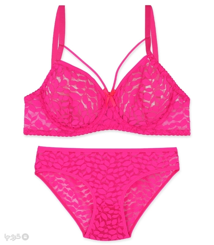 پک ست شورت و سوتین گیپور فنردار ژوبین کد 1369 - بسته 4 عددی