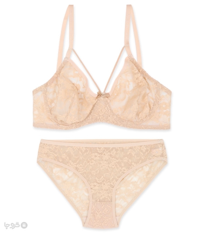 پک ست شورت و سوتین گیپور فنردار ژوبین کد 1369 - بسته 4 عددی