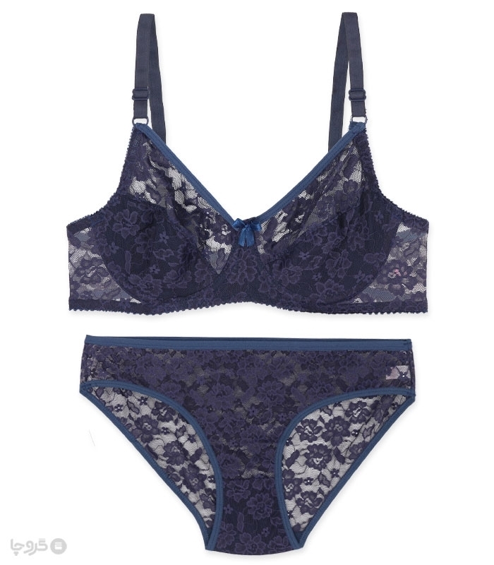 پک ست شورت و سوتین توری فنردار ژوبین کد 1377 - بسته 4 عددی