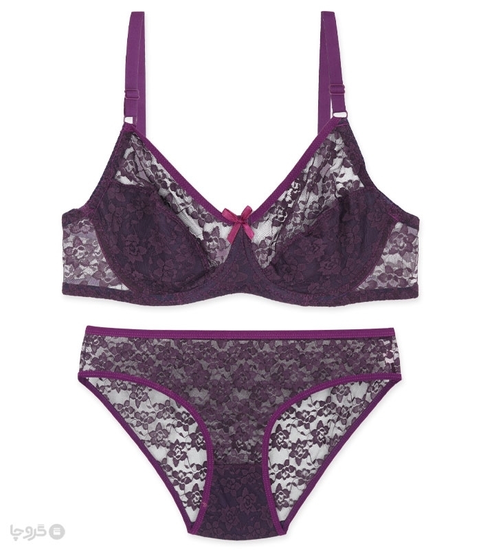 پک ست شورت و سوتین توری فنردار ژوبین کد 1377 - بسته 4 عددی