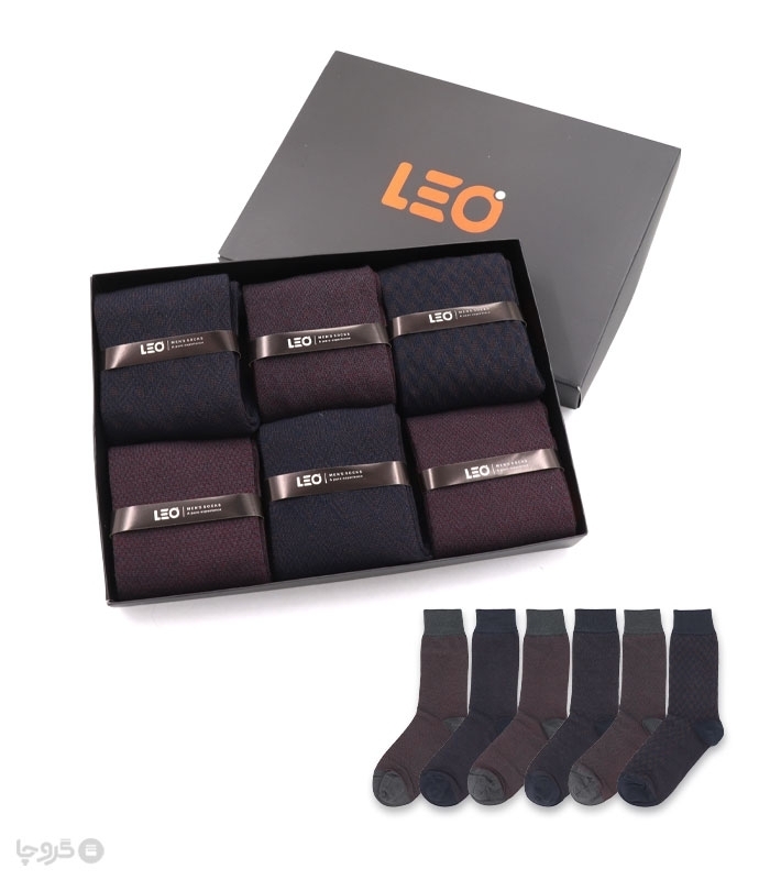 خرید عمده پک جوراب ساقدار مردانه Leo لئو کد 128 - 2 جعبه 6 عددی