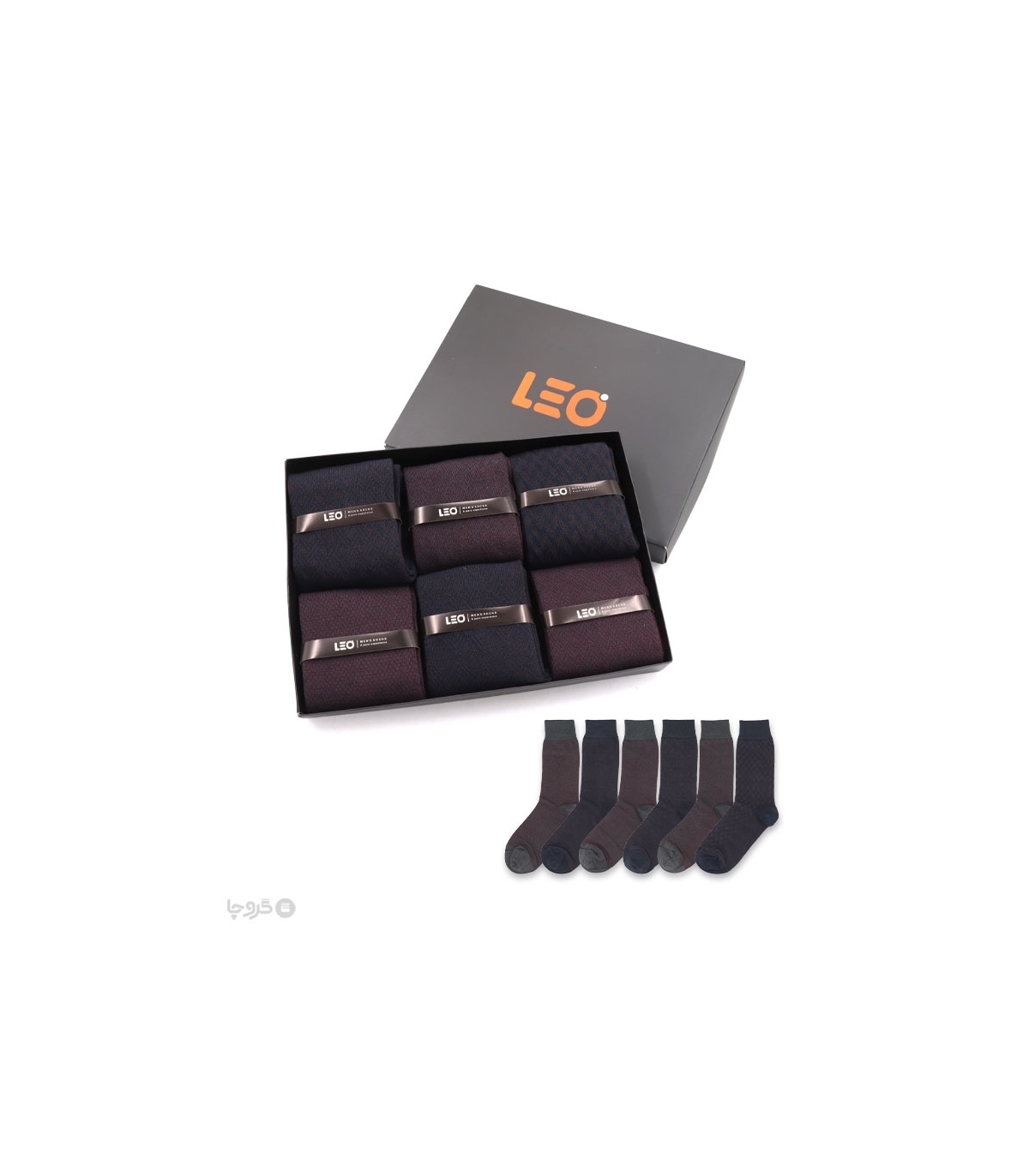 خرید عمده پک جوراب ساقدار مردانه Leo لئو کد 128 - 2 جعبه 6 عددی