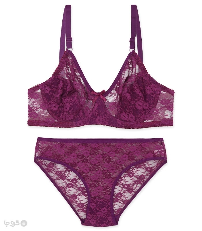 پک ست شورت و سوتین توری فنردار ژوبین کد 1377 - بسته 4 عددی