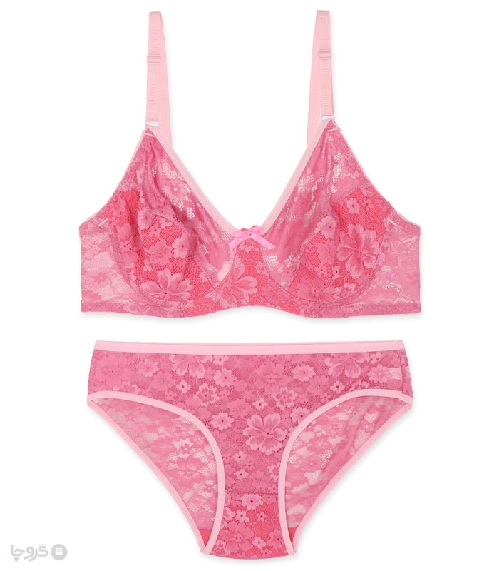 پک ست شورت و سوتین توری فنردار ژوبین کد 1377 - بسته 4 عددی