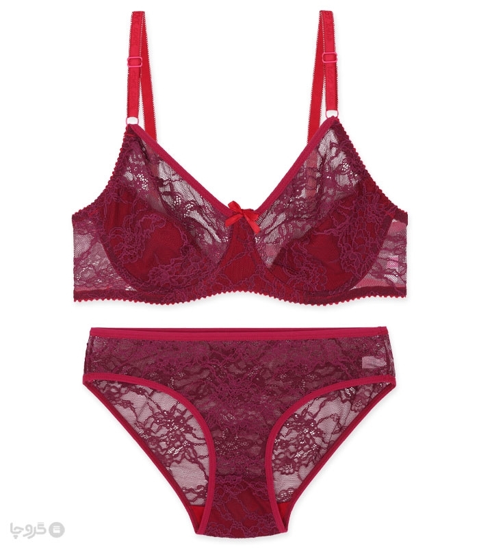 پک ست شورت و سوتین توری فنردار ژوبین کد 1377 - بسته 4 عددی