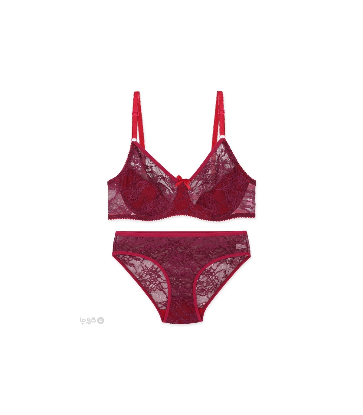 پک ست شورت و سوتین توری فنردار ژوبین کد 1377 - بسته 4 عددی