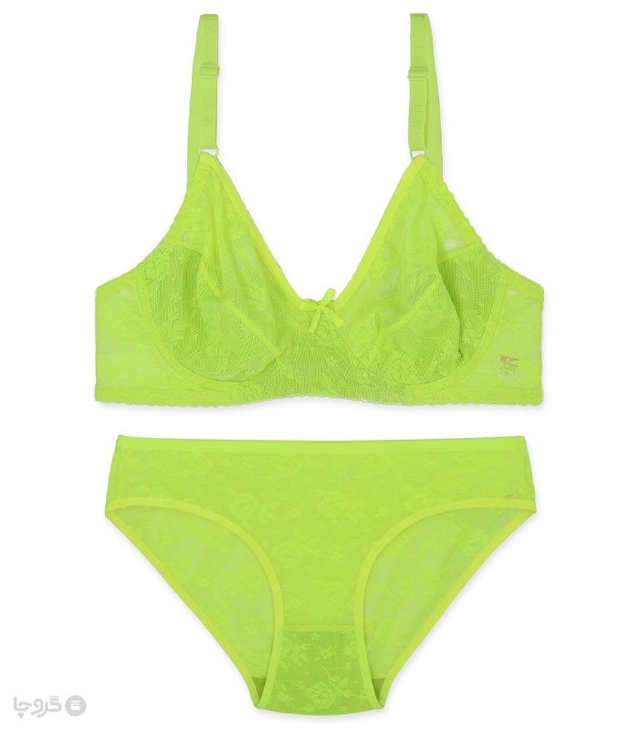 پک ست شورت و سوتین توری فنردار ژوبین کد 1377 - بسته 4 عددی