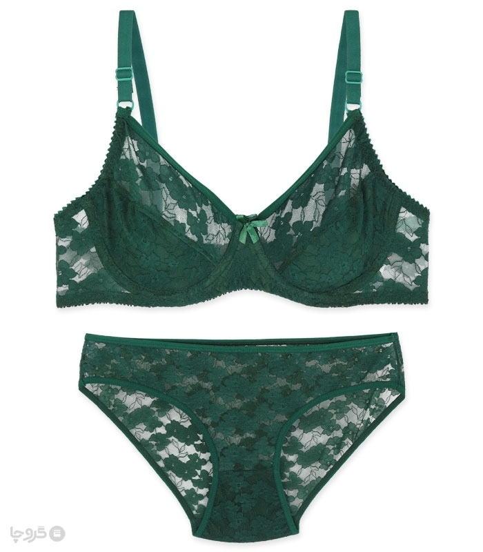 پک ست شورت و سوتین توری فنردار ژوبین کد 1377 - بسته 4 عددی